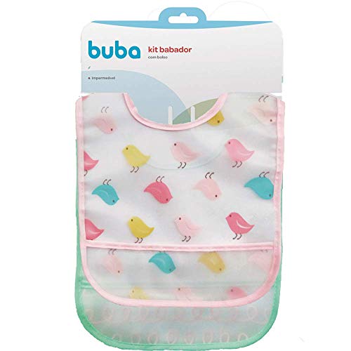 Kit 2 Babadores Com Bolso Passarinho, Buba, Colorido, pacote de 2