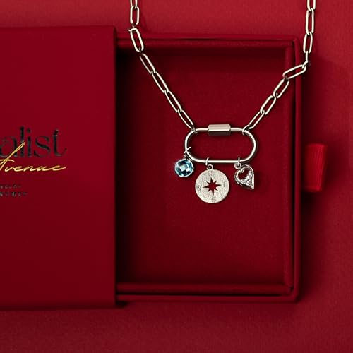 MignonandMignon Gold Charm Necklace for Women, Personalized Gift for Her, Birthday Gift for Mom, Gold Plated Pendant Charms, Handmade Jewelry for Women, Graduation Necklace -P-LOCK-N3