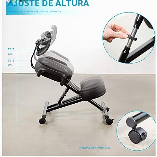 Silla de Rodillas, Silla de Rodillas Ergonómica, Silla de Escritorio Ajustable para Mejorar la Postura con Ruedas Y Respaldo, Silla de Postura Ergonómica para el Hogar, Oficina, Escritorio, Sala de Re