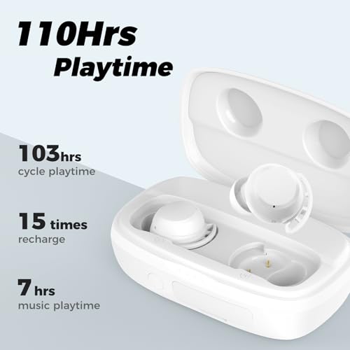 Image of Tribit Wireless Earbuds, Bluetooth Headphones, Bluetooth 5.2 Touch Control Headphones with Mic Earphone Call Noise Reduction, Deep Bass IPX8 Waterproof, Work Music Call, White