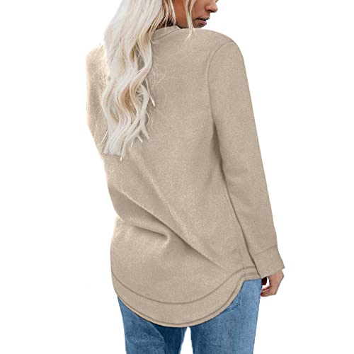 PBNBP Women's Loose Fit Shirts Pullover Fall Winter Crewneck Sweatshirts Stretchy Solid Color Long Sleeve Soft Comfy Shirts3