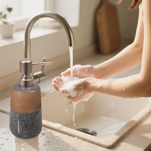 Image of Ceramic Hand Soap Dispenser, 15 Oz Liquid Soap Dispenser for Bathroom Countertop Dish Soap Dispenser for Kitchen Sink, Bathroom Lotion Bottle Dispensers Farmhouse Kitchen Decor, White