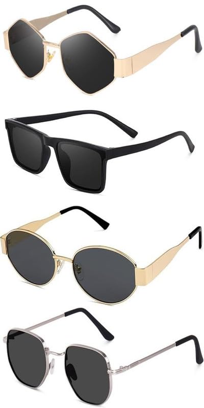 sheomy Unisex Combo offer pack of 4 shades glasses cat eye Sunglasses Rectangle Retro Vintage Narrow Women::Men Small Narrow Square Sun Glasses Combo offer pack of 4 acati-570-picture-37