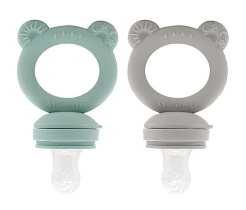 Aloonii Mangeoire à fruits en silicone pour bébé Motif ours Gris Cover