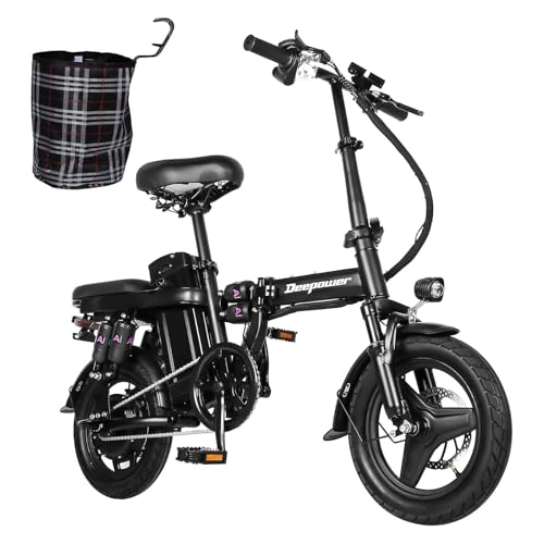 POWBEN Bicicleta Eléctrica Plegable 14' x 2.15 Urbana Inteligente, Pedaleo Asistido, Batería Extraíble 48V/10.4Ah, Bicicleta Eléctrica para Adultos, 3 Modos, Unisex