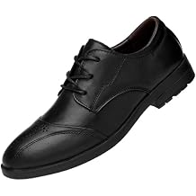 Dress Oxford for Men's Lace-up Outdoor Plain Toe Italian Leather Casual Business Non Slip Rubber Sole Slip Resistant Anti-Slip Dress