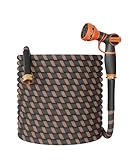 Giraffe Tools Non-Expandable Garden Hose 100FT 1/2” Lightweight Flexible Water Hoses Burst 600 psi with 9 Spray Function Nozzle Heavy Duty Hose