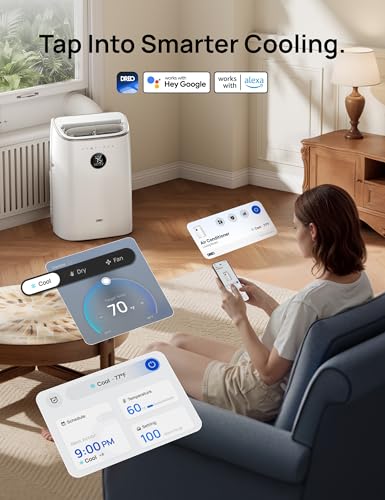 DREO Portable Air Conditioner 318S, 8000 BTU ASHRAE (5000 BTU DOE) Smart AC Unit for Bedroom with Drainage-free Cooling, Fan&Dehumidifier 3 in 1, APP/Voice/Remote, Quiet Standing AC for Room Indoors - Image 7