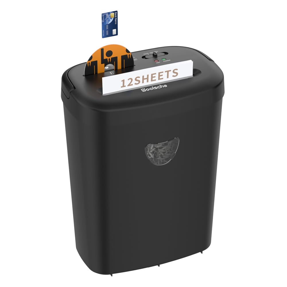 12-Sheet Cross Cut Paper Shredder,6.4Gallons HeavyDuty Paper/CD/Card Ultra Quitet Shredder for Home andOffice