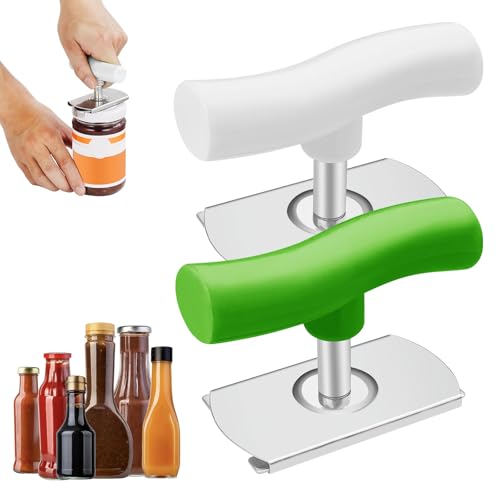 Dunkwckore Apriscatole per Artrite Senza Sforzo, Inossidabile Apribarattoli Regolabile Apribottiglie Multifunzione, Semplice Impugnatura Bottiglia Senza Sforzo Apri per Anziani, Donne (Verde + Bianco)