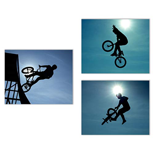 Summit Designs Bmx Bicycle Wall Art Decor Prints - Set Of 3 (8X10) Inch Poster Photos - Bike - Extreme Sports - Bedroom Gift Idea #TOP29