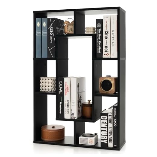 GIANTEX Estantería Geométrica de 7 Cubos con Patas Antideslizantes y 2 Cierres de Seguridad, Estantería de Suelo Moderna y Compacta para Salón, Dormitorio, Estudio (Negro)