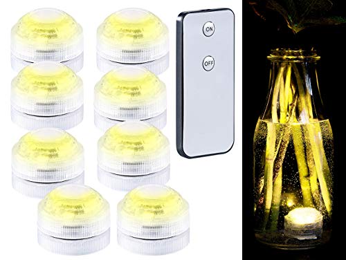 Preisvergleich Produktbild Lunartec Teichbeleuchtung: 8er-Set Mini-LED-Unterwasser-Dekolichter, warmweiß, mit Fernbedienung (Unterwasserleuchten)