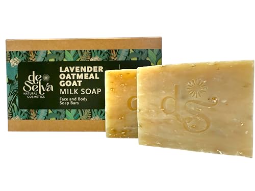 DeSelva Organic Lavender Oatmeal Bar Soap– Pack of 2 | Natural Handmade Soap Bars for Face & Body | Calming, Moisturizing, Gently Exfoliating | For Sensitive Skin | Made in USA | 4.7 oz Each