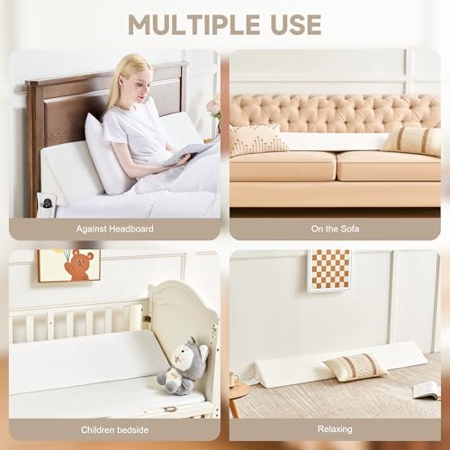 Image of IFNOW Full Size(54 inchx7.5 inchx10 inch) Bed Wedge Pillow for Headboard, Mattress Gap Filler(0-8 inch), Bed Wedge for Gap Between Your Headboard and Mattress White