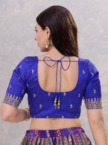 Image of Vamas Women's Silk Padded Self Design Half Sleeve Readymade Saree Blouse (X-1166.ELB)