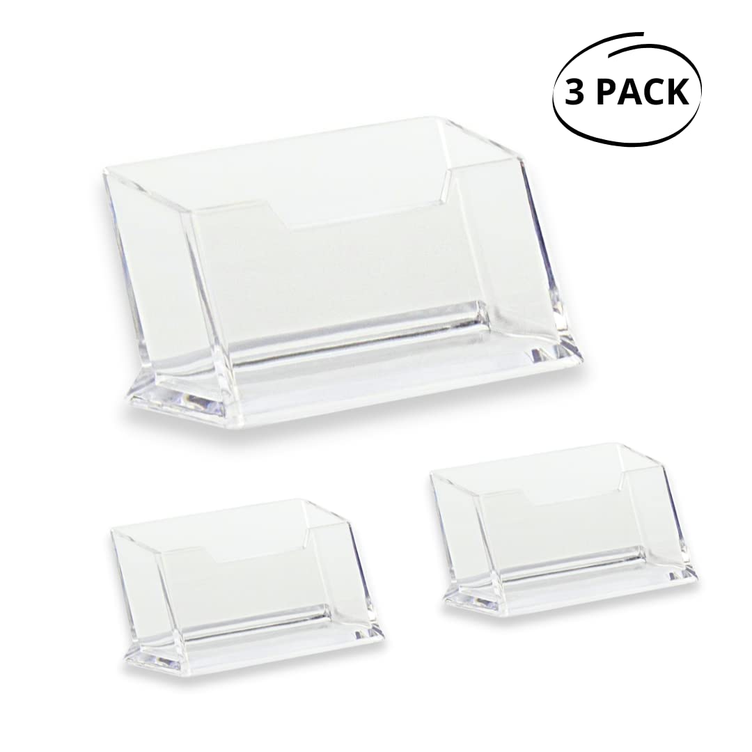 Portabiglietti da visita da scrivania in Acrilico trasparente, Pack da 3, espositore