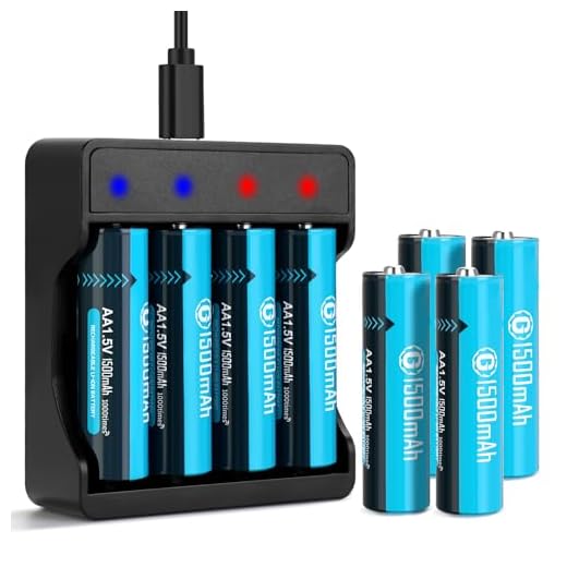 BLUE GIFT MPINCO BLUE GIFT 8 Pack Rechargeable 1.5V Lithium Batteries AA, Long-Lasting Double A Battery 1500mAh with 2H Fast Charger for Blink Camera, Xbox, Household Devices