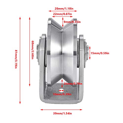 3In V Groove Wheel Stainless Steel Groove Wheel Heavy Duty Track Wheel Rigid Caster Sliding Gate Roller Wheel Double Bearing For Swing Sliding Gate #TOP4