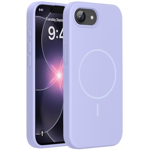 Image of Miracase Magnetic for iPhone 17e Case & iPhone 16e Case, [Soft Anti-Scratch Microfiber Lining], Compatible with MagSafe, Silicone Shockproof Protection Phone Case for iPhone 17e /16e, Light Purple