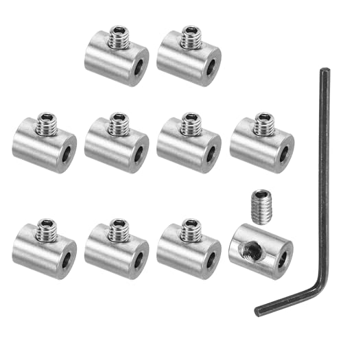 Image of PATIKIL 5mm Hole Wire Rope Clips Set, 10 Set 304 Stainless Steel Single Holes Lock Cable Clamps Clip with M5 Hexagon Screws Spanner for Cable Fitting, Silver 10x12mm