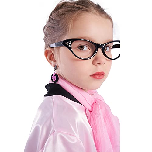Disfraz 50s chaqueta satín rosa niñas con accesorios miniatura 4
