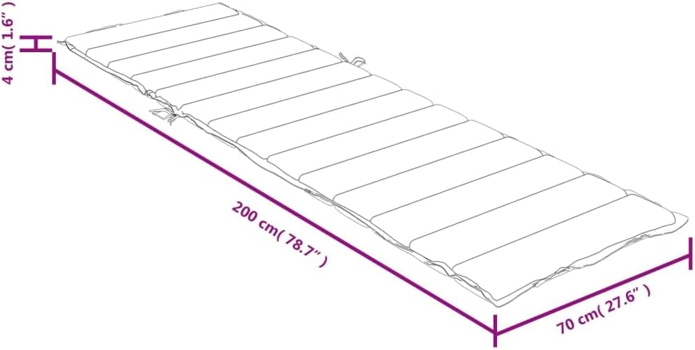 vidaXL Sun Lounger Cushion Outdoor Patio Seat Pad - Melange Anthracite, 100% Polyester, Soft Foam Filling, Non-Slip Design, 78.7 x 27.6 x 1.6 inches