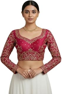 ZIVARA CREATION Women’s Heavy Embroidered Bridal Saree Blouse – Readymade Padded Designer Wedding Blouse with Full Sleeves... Price In India