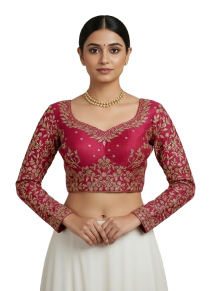 ZIVARA CREATION Women’s Heavy Embroidered Bridal Saree Blouse – Readymade Padded Designer Wedding Blouse with Full Sleeves... - Review, Price and Buying Guide
