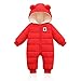Bebé Invierno Mamelucos con Capucha, Niñas Niños Ropa Traje de Nieve Manga Larga Fleece Monos Outfits Peleles Calentar Abrigo Regalos 0-3 Meses(66),Rojo