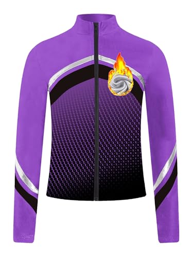 Kids Girls Gradient Dots Printed Long Sleeve Jacket Outerwear Color Block Zipper Figure Skating Sweatshirt3