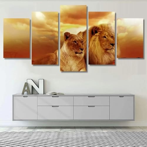 Cadre décoration murale lion et lionne grand format maison