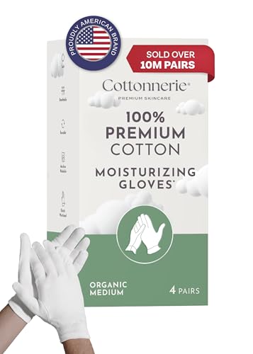 Cottonnerie Guantes de algodón para dormir manos secas, guantes hidratantes durante la noche, guantes hidratantes de manos, guantes de humedad para manos secas durante la noche, guantes de eccema