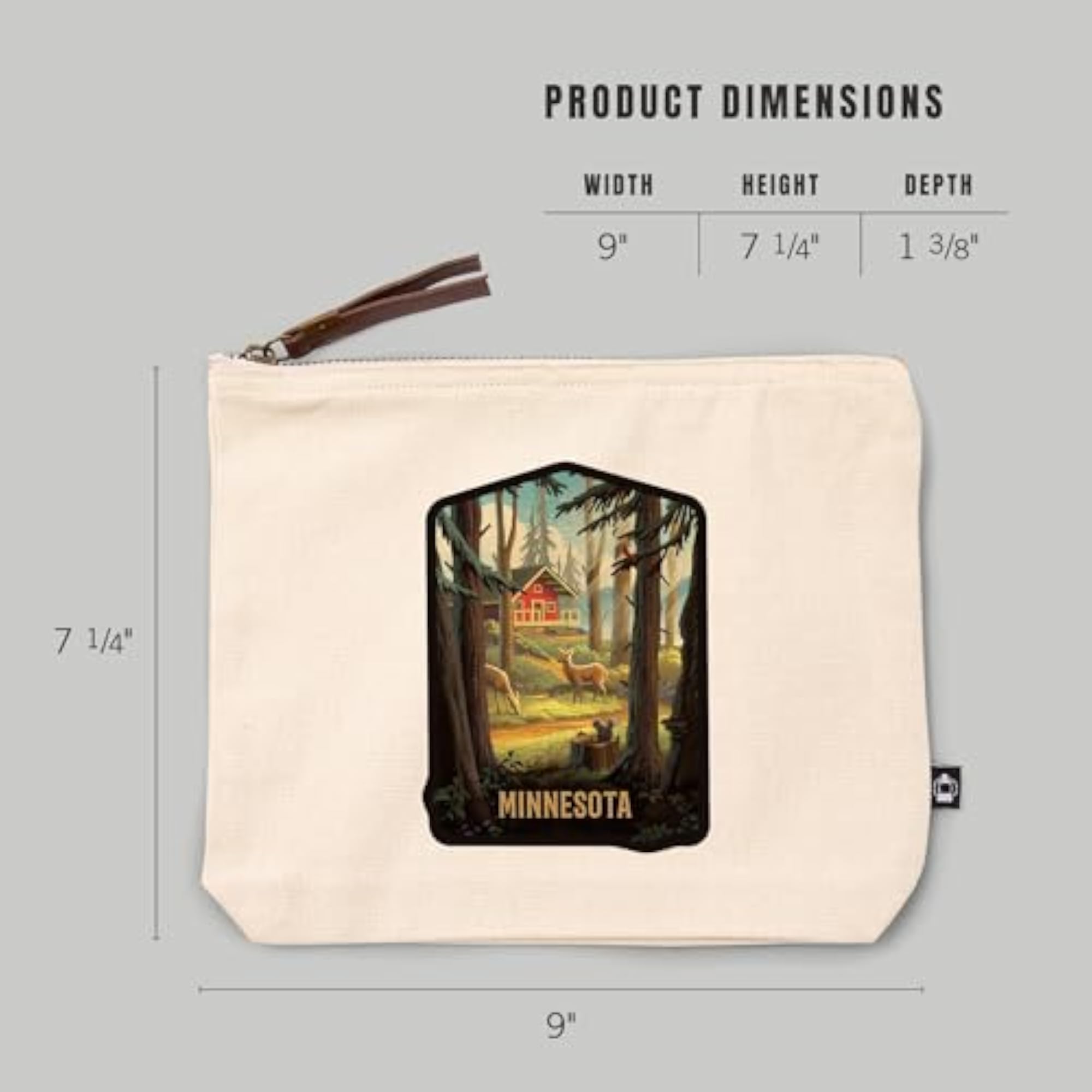 Minnesota Cabin Wildlife Cotton Zipper Pouch