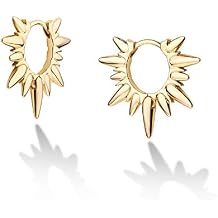 VACRONA Gold Spike Earrings Huggie Earrings for Women 14k Gold Plated Small Huggie Hoop Earrings Simple Lightweight Hoops Gift for Women