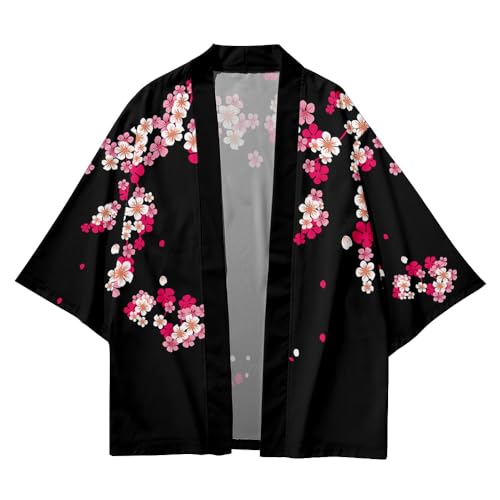 Image of DOVWOER Women's and Men Cardigan Jackets Japanese Kimono Casual Open Front Lightweight Coat
