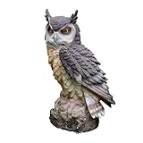 Adorno en forma de búho de escritorio, decoración antipájaros para el hogar, exterior, interior, jardín, Padio, colección de arte de resina realista, estatua de búho de jardín, negro, altura: 18 cm