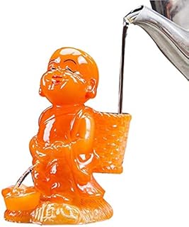 HYBUKDP Chińska żywica zmieniająca kolor herbata zwierzę domowe mały mnich posągi fortuna zraszacz mnich taca do herbaty dekoracja do domu i biura ręcznie robiony najlepszy prezent, pomarańczowy, kolor: pomarańczowy (kolor: pomarańczowy)