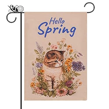 AMAZON - Tsxhykmcy Hello Spring Garden Flag, 12×18 Double Sided Burlap Welcome Yard Flags for All Seasons, Vertical Holiday Seasonal Garden Flags for Outside Home Decor