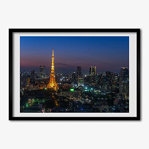 Cadre en bois décoratif 70x50 cm Tulup avec tableau Tour de Tokio