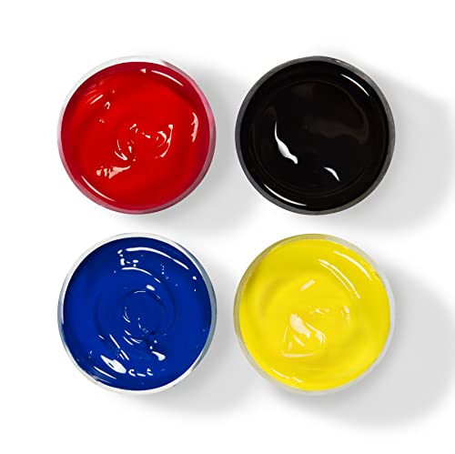 Speedball Fabric Screen Printing Ink Starter Set, 4-Colors, 4-Ounce For T-Shirt And Silkscreen Printmaking (Black, Yellow, Blue, Red) #TOP1