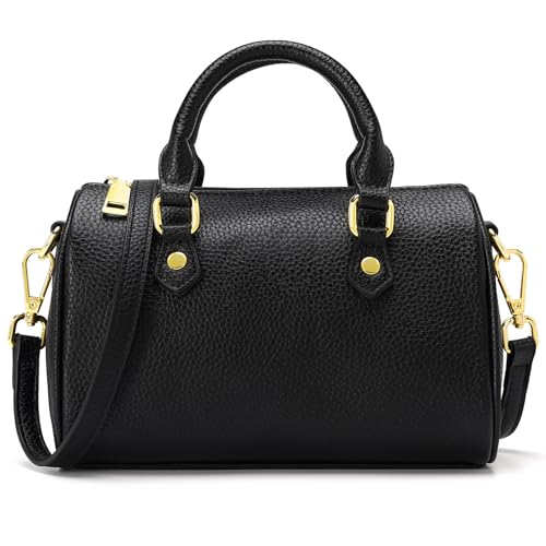 Crossbody Handbags and Purses for Women Small Vegan Leather Boston Top Handle Purse Shoulder Bags Cute Satchel Handbag Black