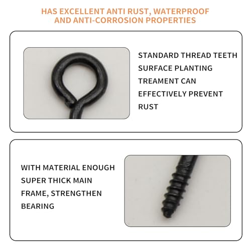 lokxmve 50 Stück Ösenschraube Schwarz mit Holzgewinde Ösenschrauben Haken zum Schrauben Ringschraube 16mm x 30mm Augenschraube für DIY Schmuckherstellung Handwerk Bilderrahmen Urlaubsdekoration