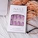 30Pcs Short Almond Press on Nails Purple Flower Fake Nails French Tip Acrylic Glossy False Nails Floral Design Reusable Glue on Nails Nude Full Cover Stick on Nails DIY for Women Girls
