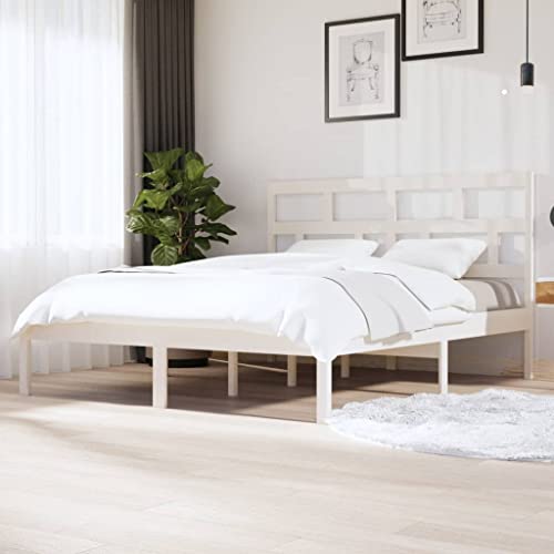 Lumanois Estructura Cama de Madera Maciza Blanca Super King 180x200 cm,Mobiliario,Camas y somieres,28.4kg-3101234