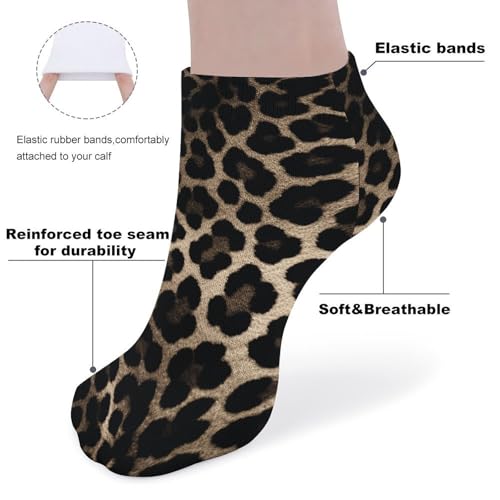 5 Pairs Ankle Socks Soft Breathable No Show Socks Comfortable Cotton Low Cut Casual Socks for Women Men Black Leopard Print3