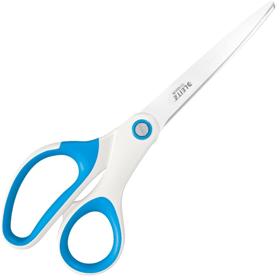 Leitz Titanium Scissors, Right or Left Handed (Ambidextrous), Office Stationary, Ergonomic Handle, WOW Range, Green, 6.7 x 1.5 x 15 cm