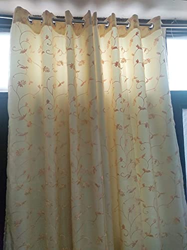 Image of Polyester Door Curtain, Pack of 2 (7 Feet, Beige + Ivory Blackout)
