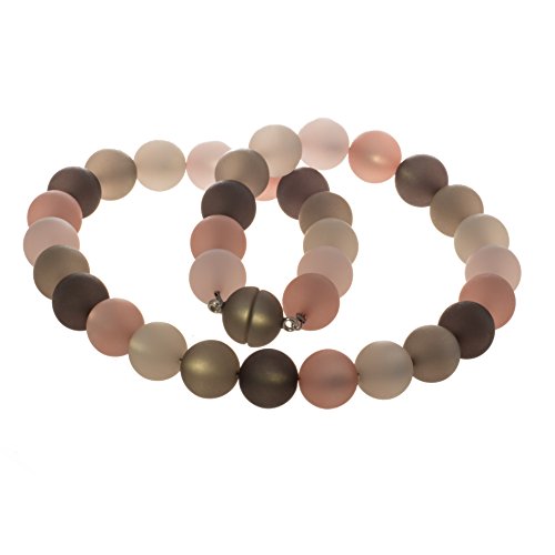 Preisvergleich Produktbild Bella Carina Polaris Perlen Kette rosa grau, Magnetverschluss (61)