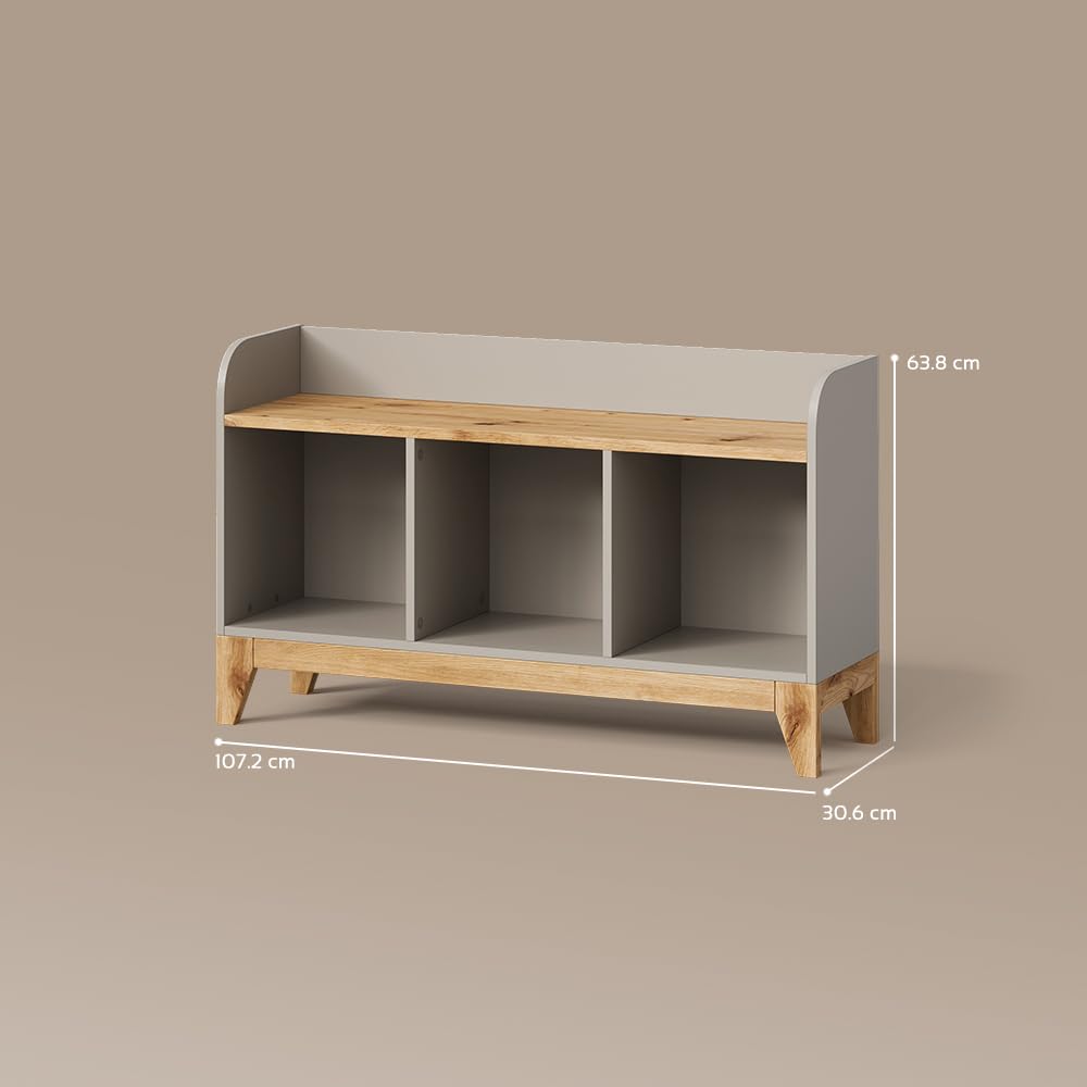 Livinity Panca per bambini Mailo, Cashmere/Artigianale, 107.2 x 63.8 cm XL con 3 cassettisoluzione pratica per organizzare i giocattoli